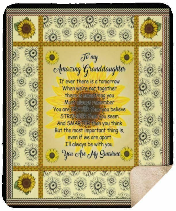 To My Amazing Granddaughter Sunflower Sherpa Fleece Blanket