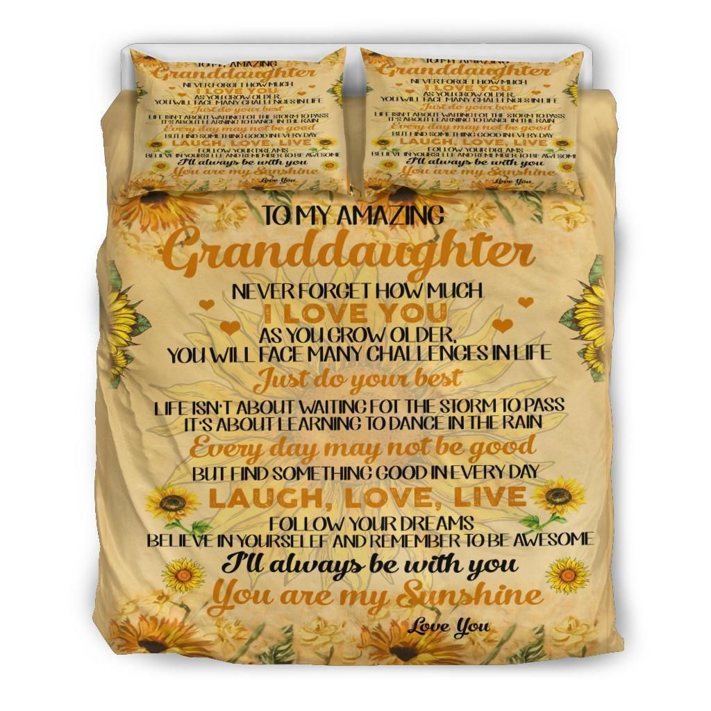To My Amazing Granddaughter Sunflower Follow Your Dreams Bedding Set