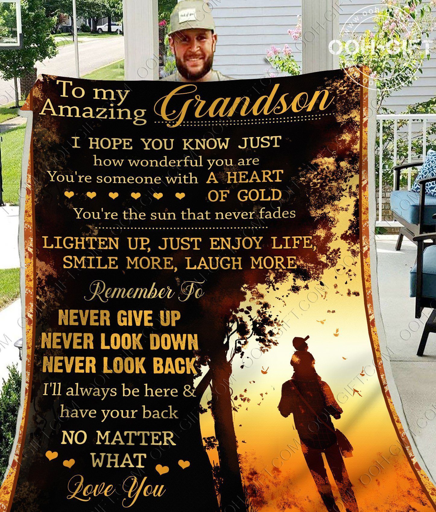 To My Amazing Grandson Designed With Watercolor Grandpa Grandson Painting Sherpa Fleece Blanket