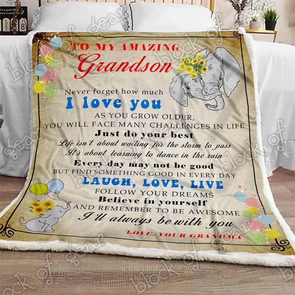 To My Amazing Grandson Fleece Blanket