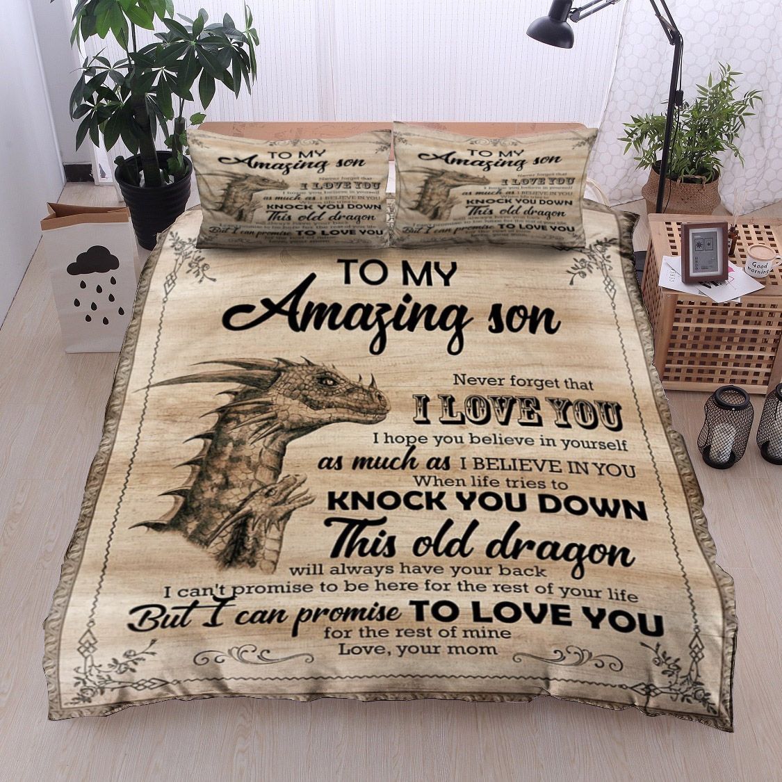 To My Amazing Son Dragon Bedding Set