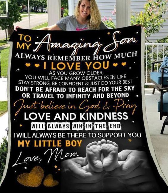 To My Amazing Son I Love You Birthday Gift From Mom To Beloved Son Sherpa Fleece Blanket