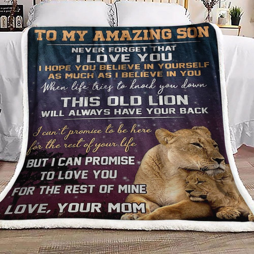 To My Amazing Son Lion Sherpa Fleece Blanket