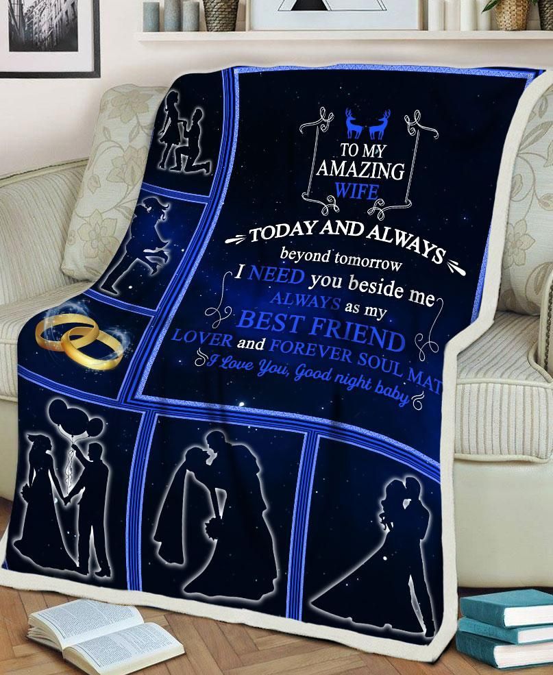 To My Amazing Wife Husband Gift To Wife Valentine Sherpa Fleece Blanket