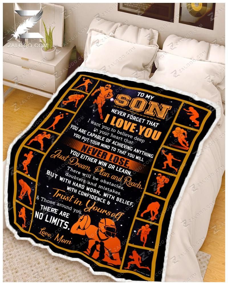 To My American Football Son Mom Sherpa Fleece Blanket