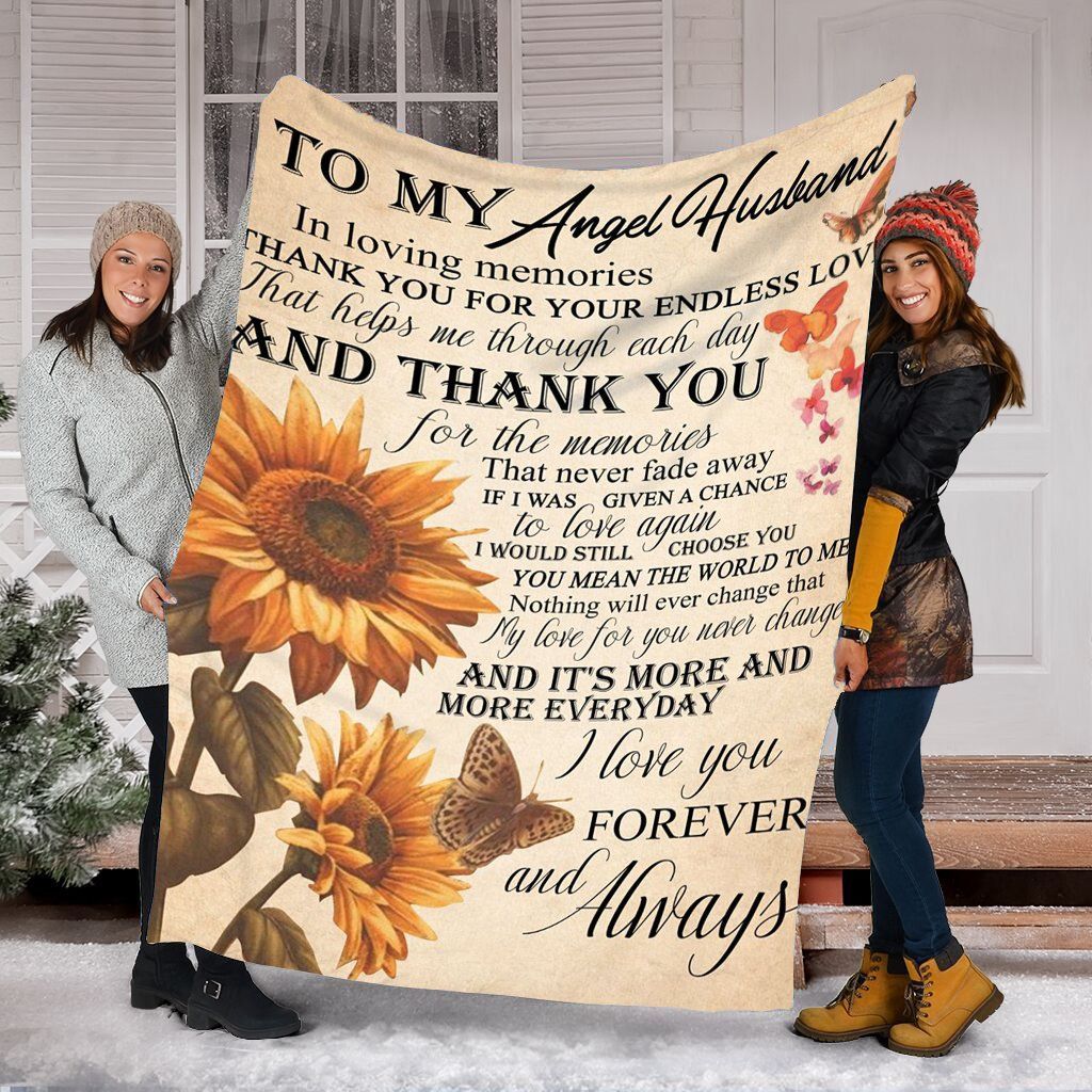 To My Angel Husband Sherpa Fleece Blanket