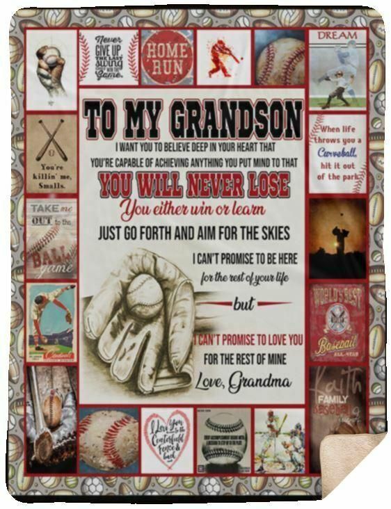To My Baseball Grandson Love Grandma Sherpa Fleece Blanket