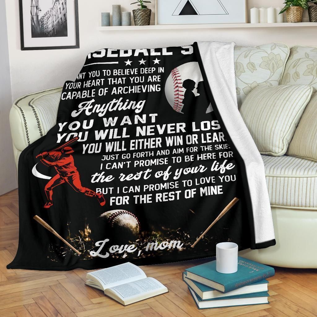 To My Baseball Son Gift From Mom Sherpa Fleece Blanket