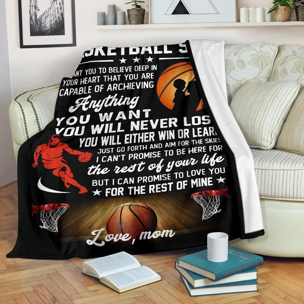 To My Basketball Son Gift From Mom Sherpa Fleece Blanket