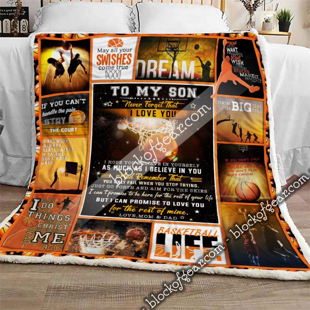 To My Basketball Son Love Mom And Dad Love You Sherpa Fleece Blanket