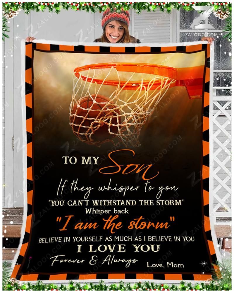To My Basketball Son Mom Sherpa Fleece Blanket