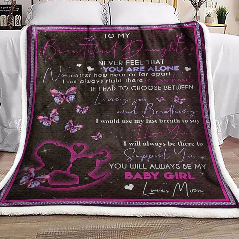 To My Beautiful Daughter Sherpa Fleece Blanket