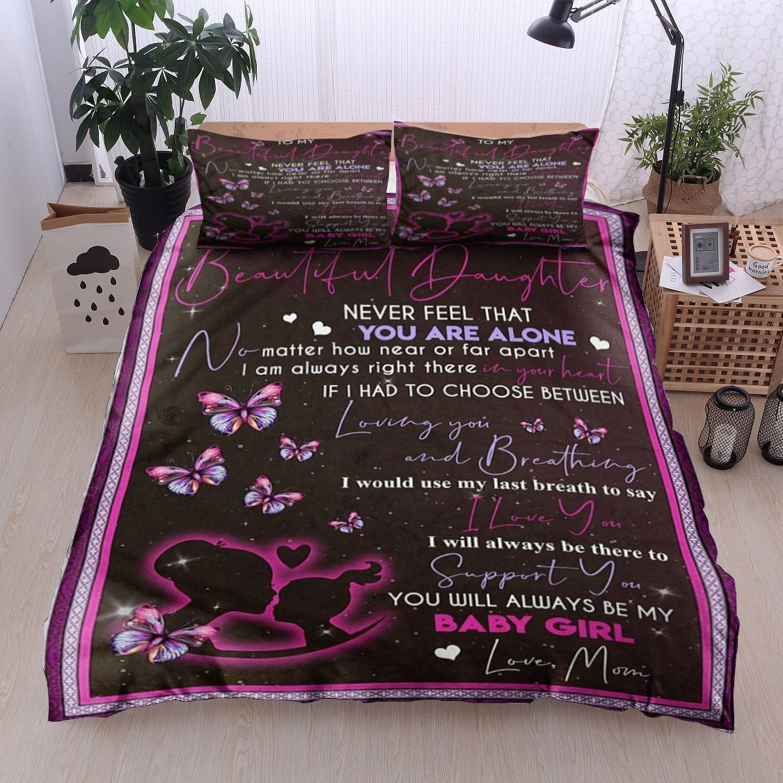 To My Beautiful Daughter Bedding Set
