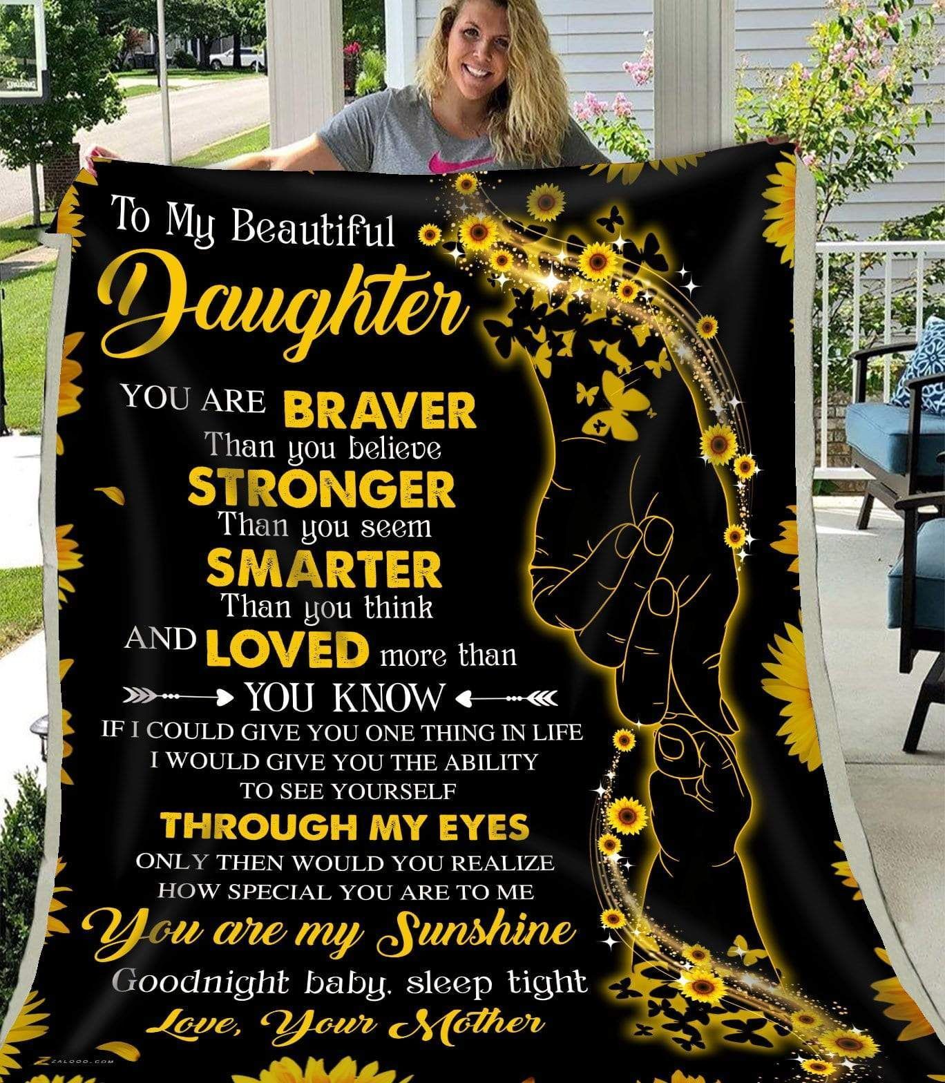To My Beautiful Daughter Through My Eyes Sherpa Fleece Blanket