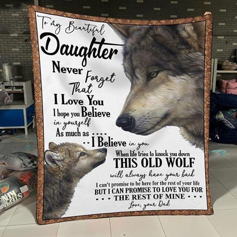 To My Beautiful Daughter Wolf Sherpa Fleece Blanket