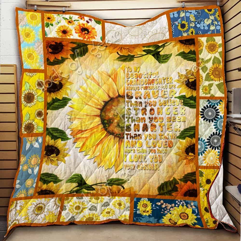 To My Beautiful Granddaughter Sunflower CL18100712MDQ Quilt Blanket