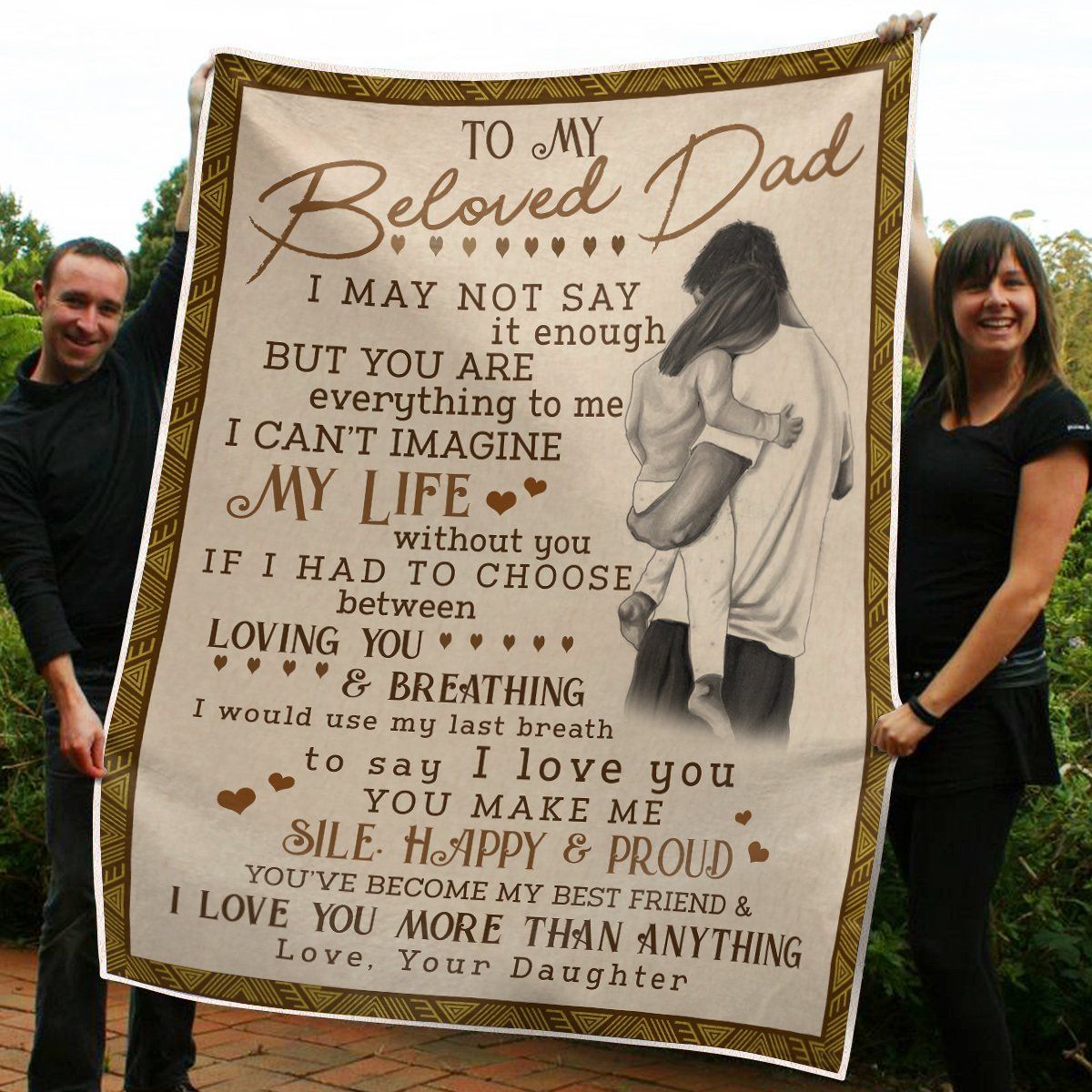 To My Beloved Dad I Love More Than Anything Sherpa Fleece Blanket