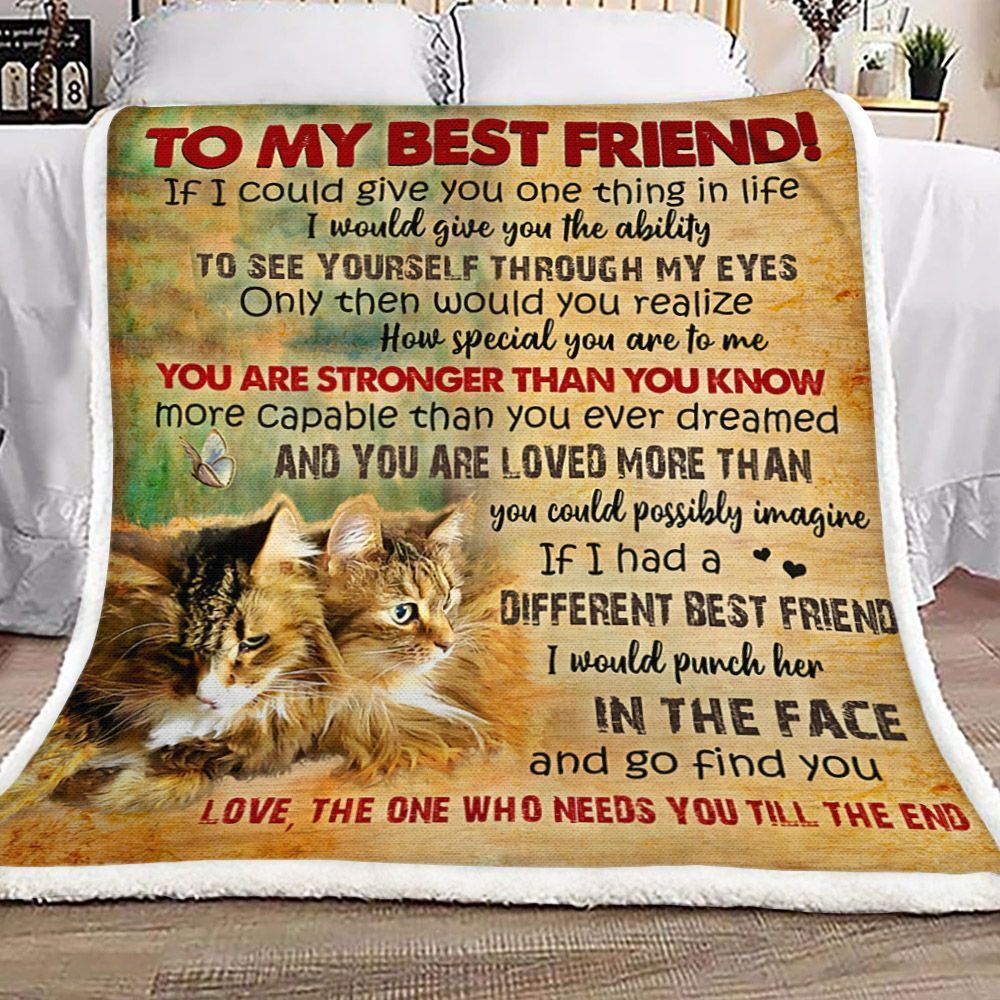 To My Best Friend Cat Sherpa Fleece Blanket
