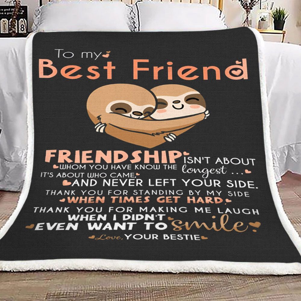 To My Best Friend Sloth Sherpa Fleece Blanket