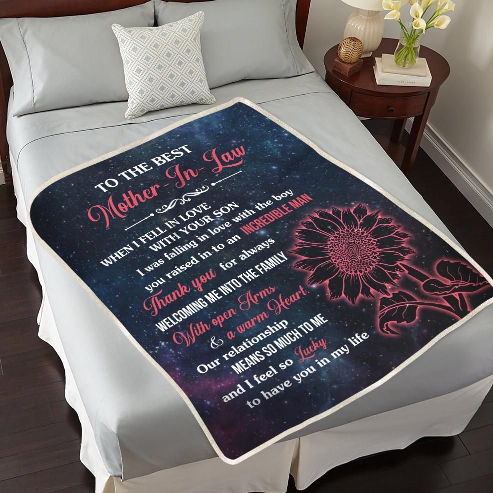 To My Best Mother In Law Sunflower Sherpa Fleece Blanket