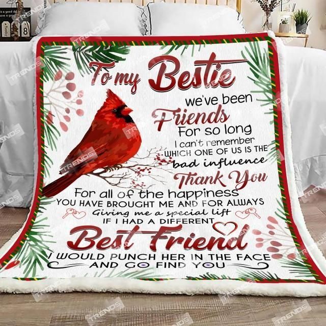 To My Bestie Best Friend Gift Christmas Sherpa Fleece Blanket