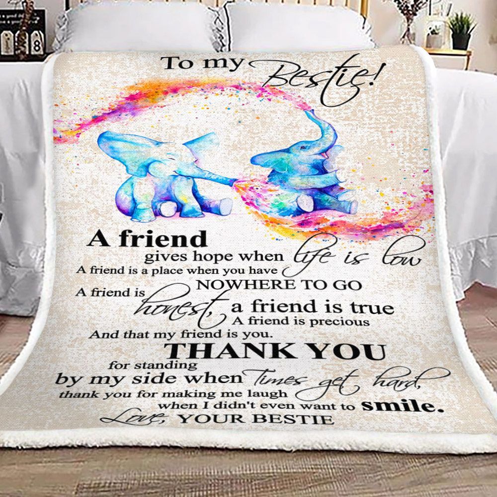 To My Bestie Elephant Sherpa Fleece Blanket