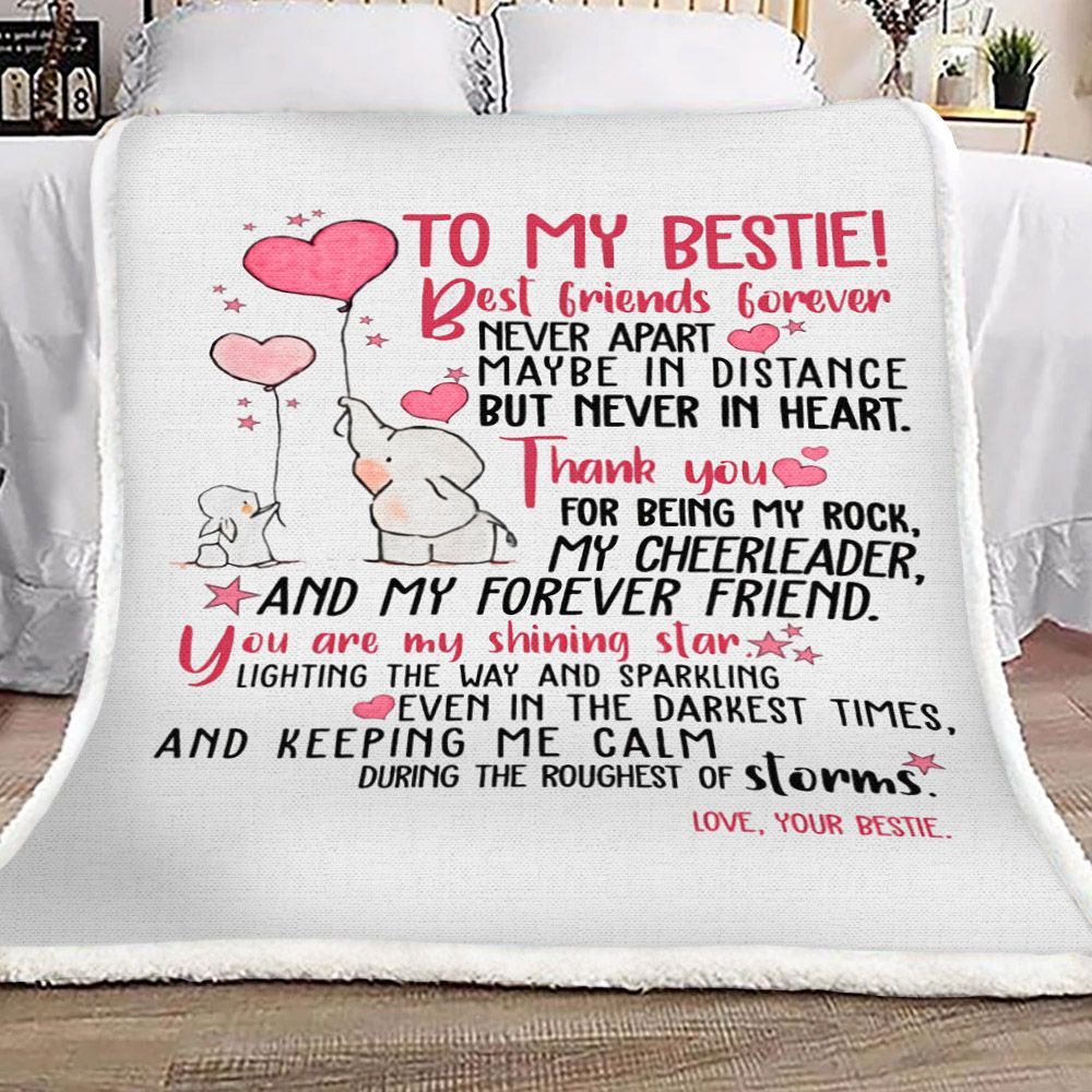 To My Bestie Elephant Sherpa Fleece Blanket