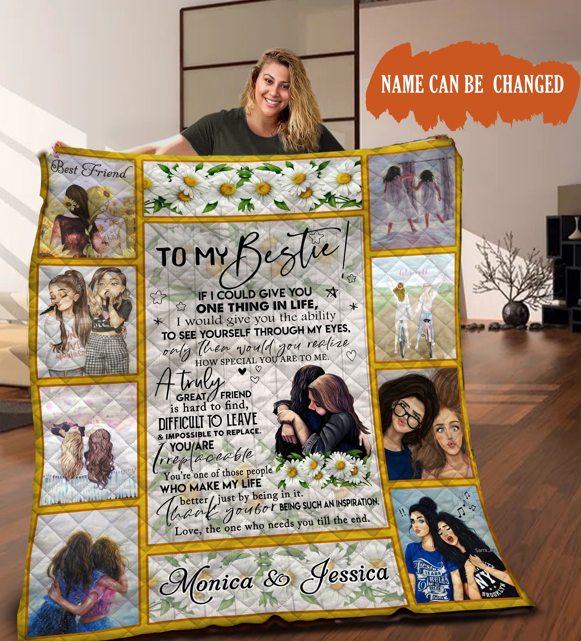 To My Bestie Personalized HHH141111NA Quilt Blanket