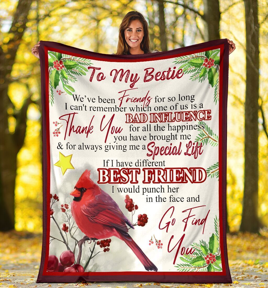To My Bestie Red Cardinal Bird Fleece Blanket