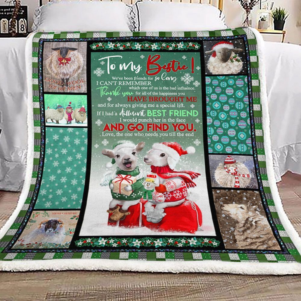 To My Bestie Sheep Sherpa Fleece Blanket