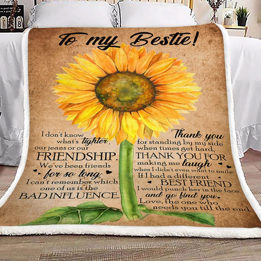 To My Bestie Sunflower Sherpa Fleece Blanket