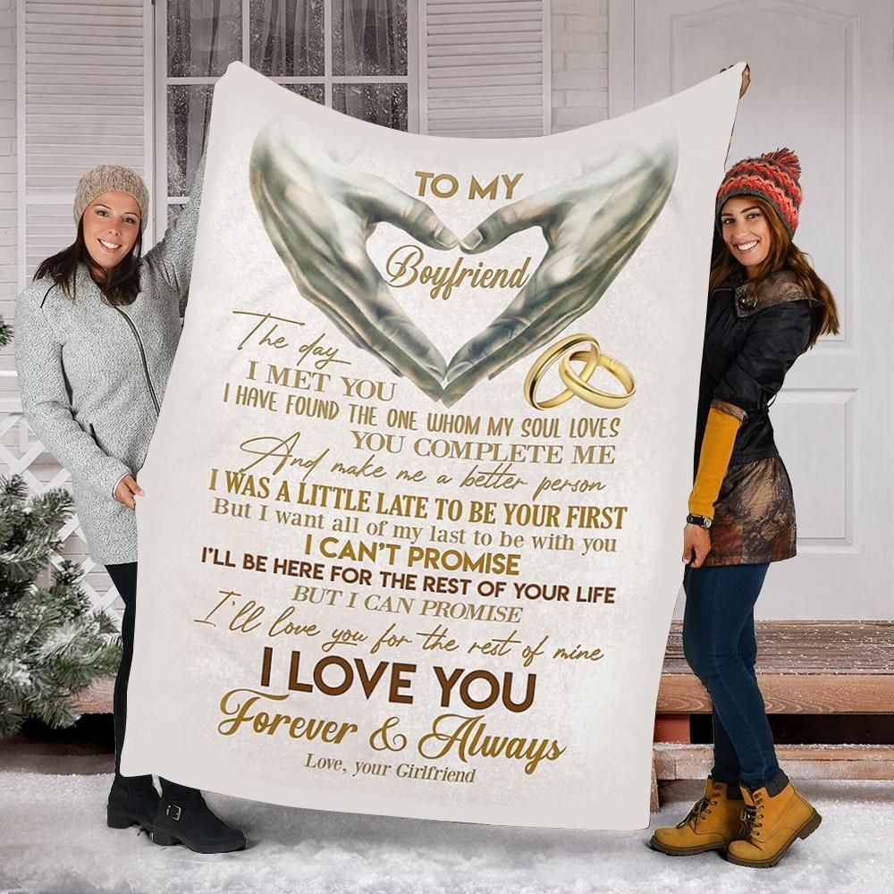 To My Boyfriend I Love You Forever Sherpa Fleece Blanket