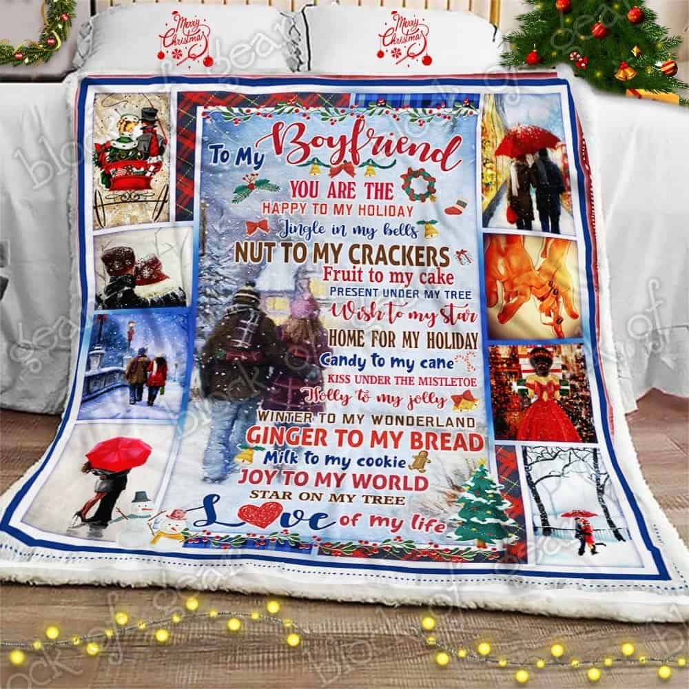To My Boyfriend Love Of My Life Christmas Sherpa Fleece Blanket