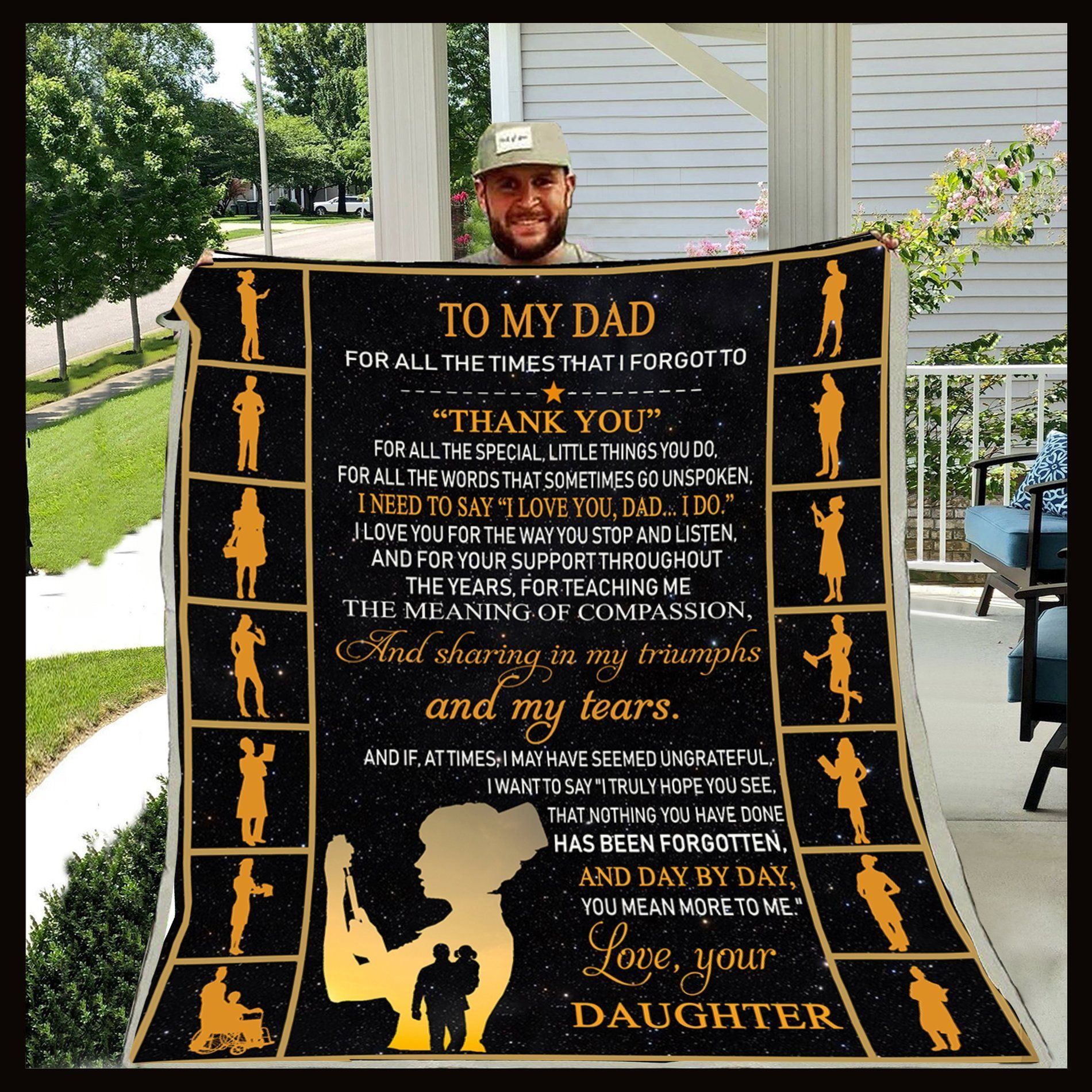 To My Dad Daughter Sherpa Fleece Blanket