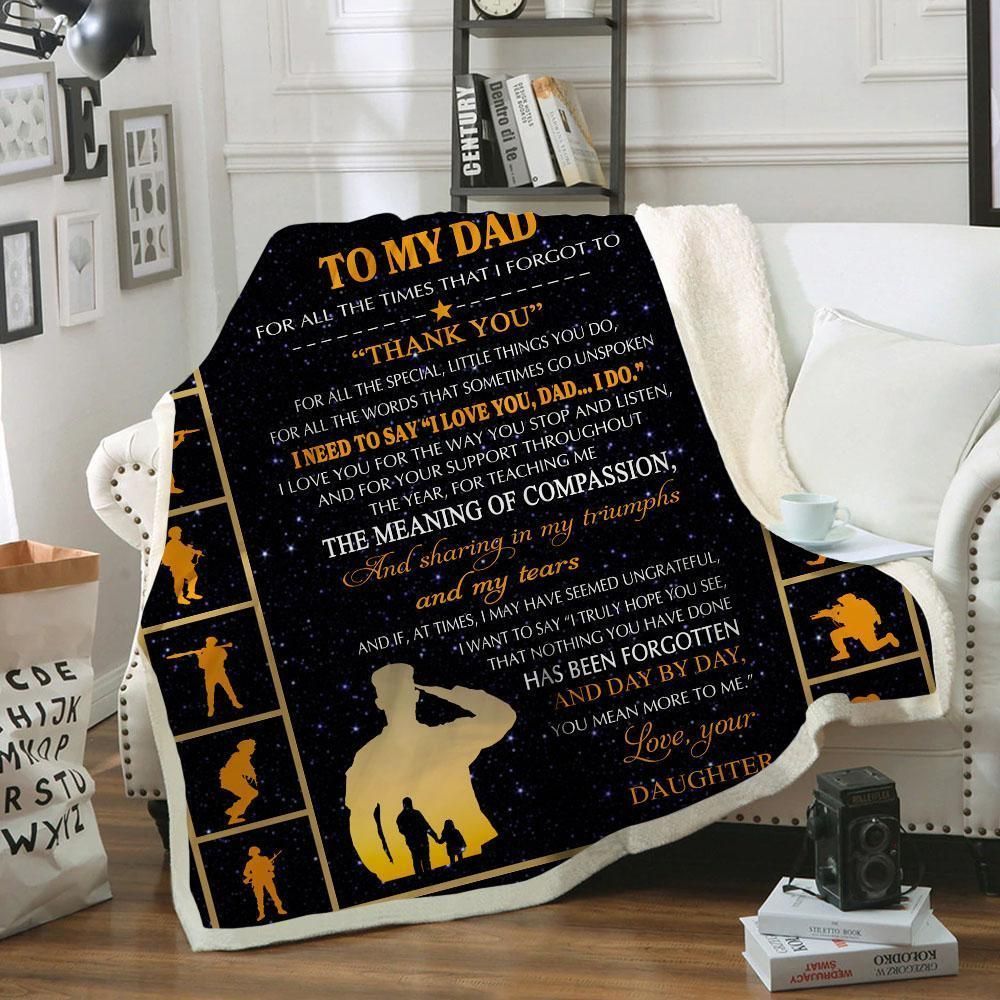 To My Dad Daughter Sherpa Fleece Blanket