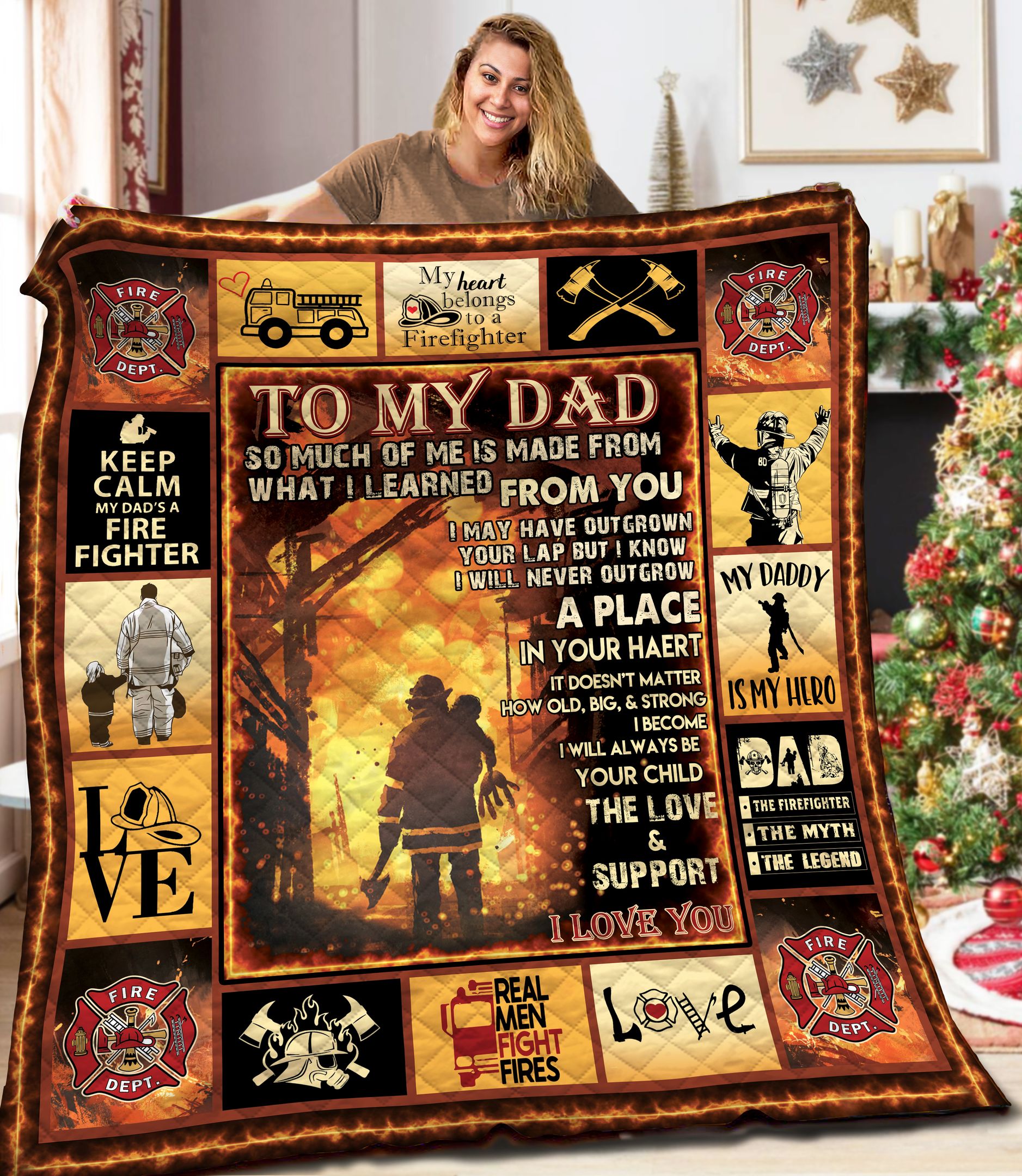 To My Dad Firefighter AAA141107TA Quilt Blanket