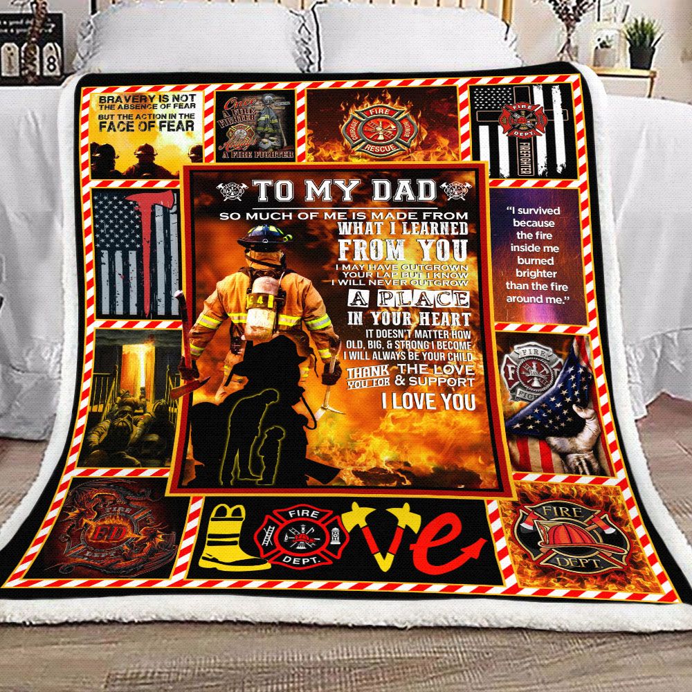 To My Dad Firefighter Fleece Blanket