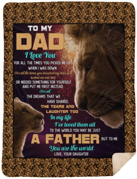 To My Dad Lion Sherpa Fleece Blanket