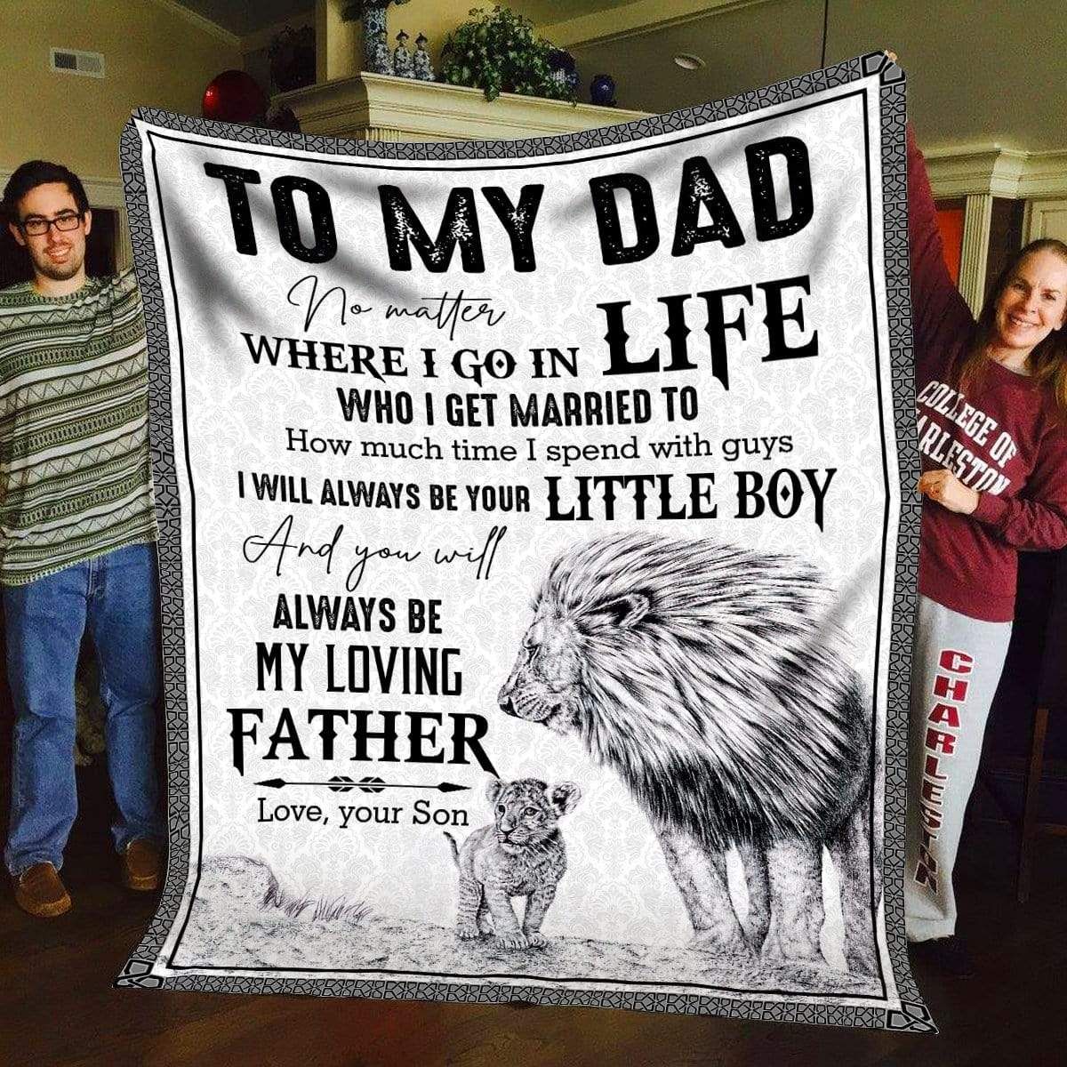 To My Dad Lion Fleece Blanket