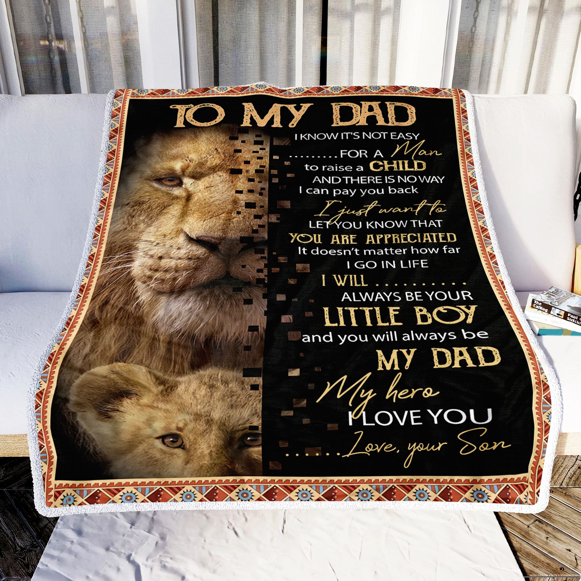 To My Dad Lion Fleece Blanket