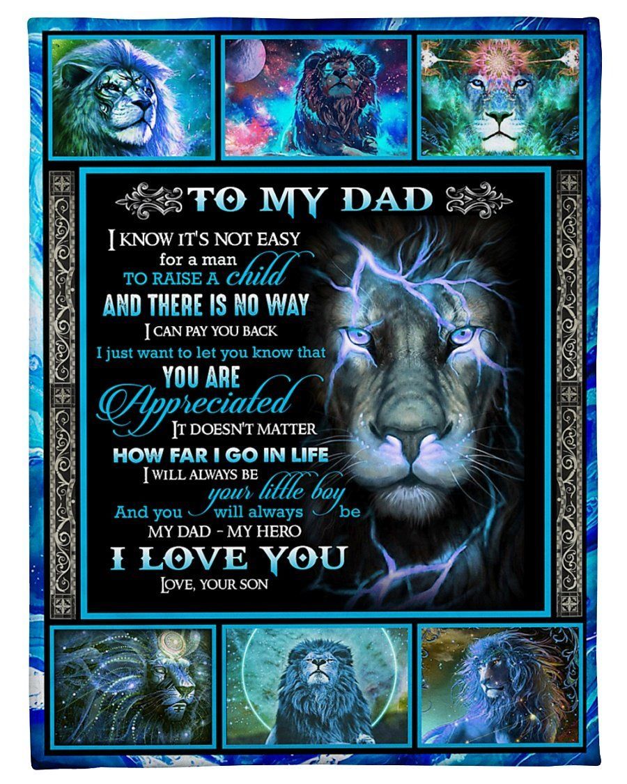 To My Dad Love You Forever Lion Fleece Blanket Fleece Blanket