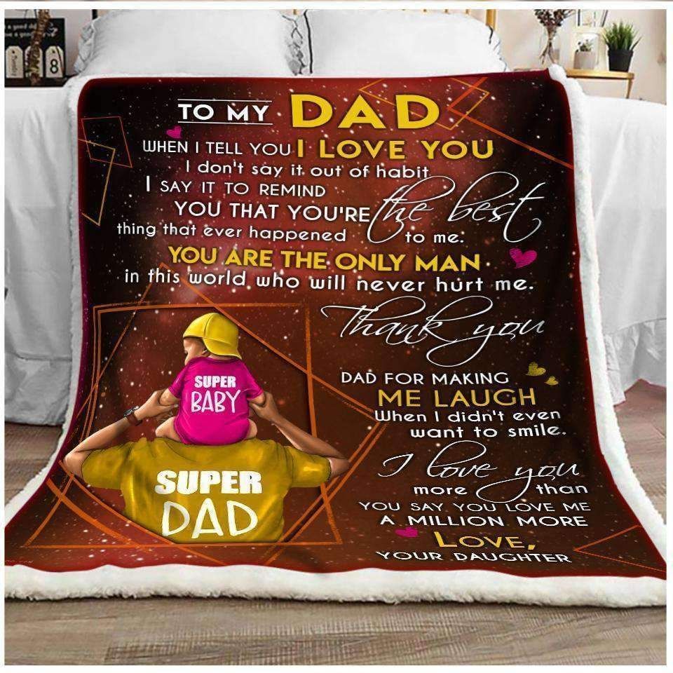 To My Dad Love Your Daughter Sherpa Fleece Blanket