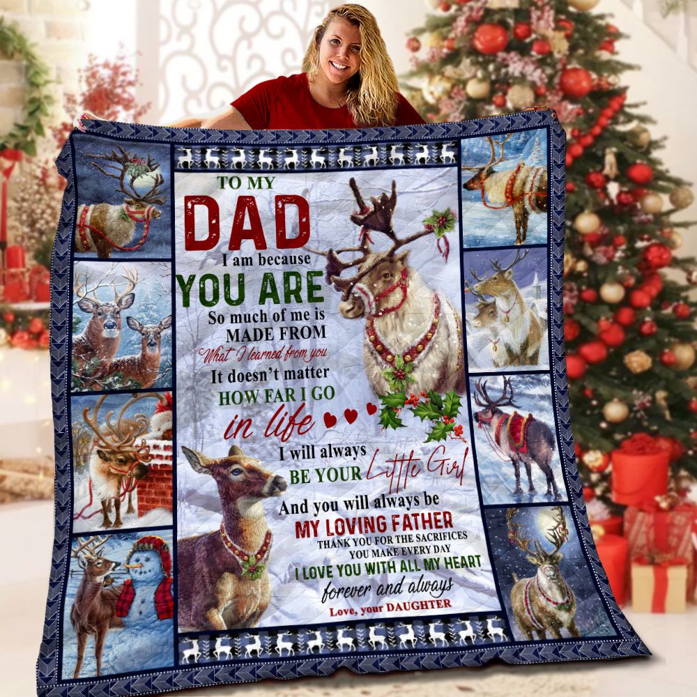 To My Dad Reindeer LML131126DT Quilt Blanket