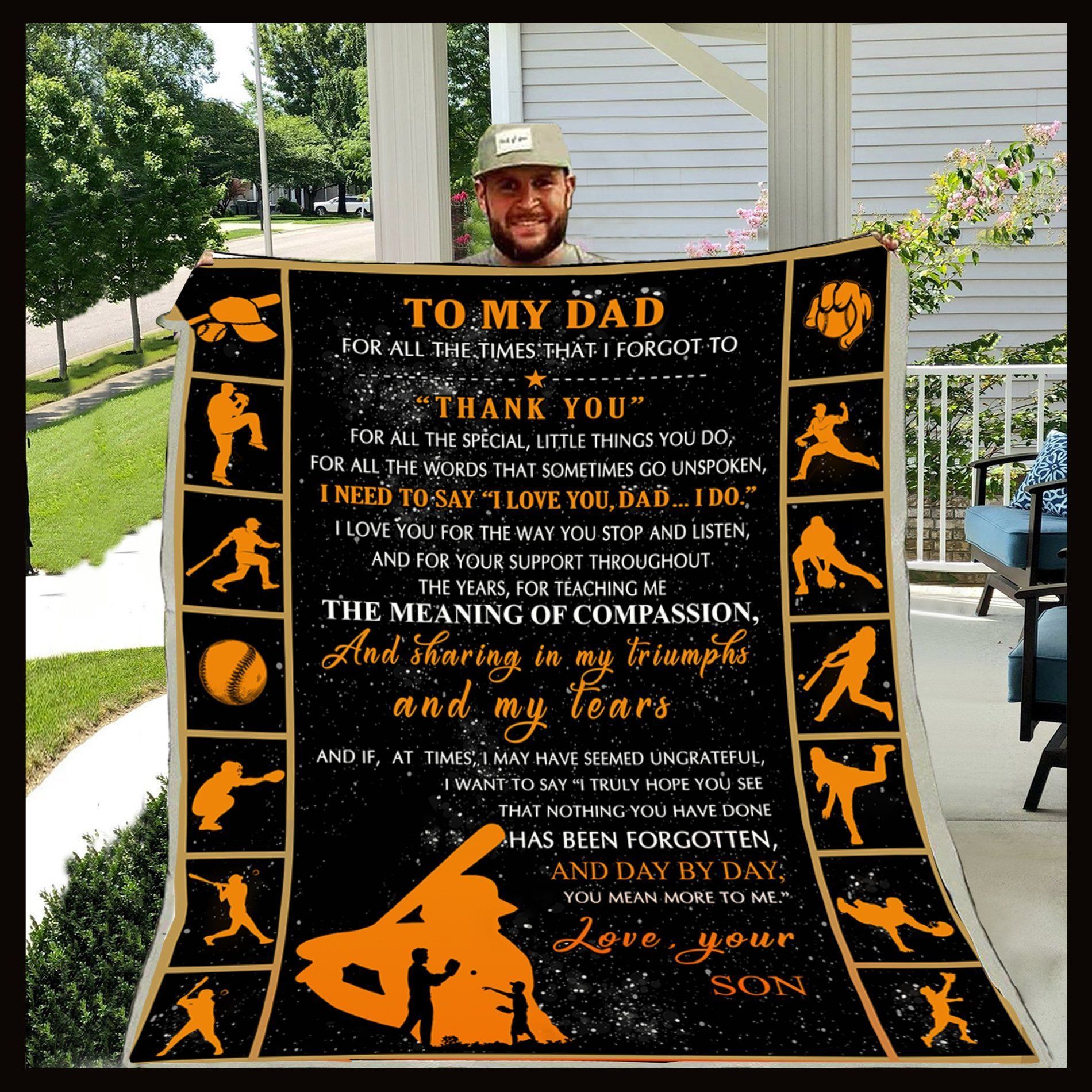 To My Dad Son Baseball Sherpa Fleece Blanket