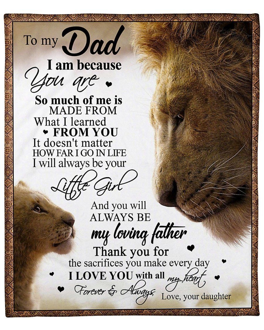To My Dad Thank For Your Sacrifices Lion Fleece Blanket Fleece Blanket