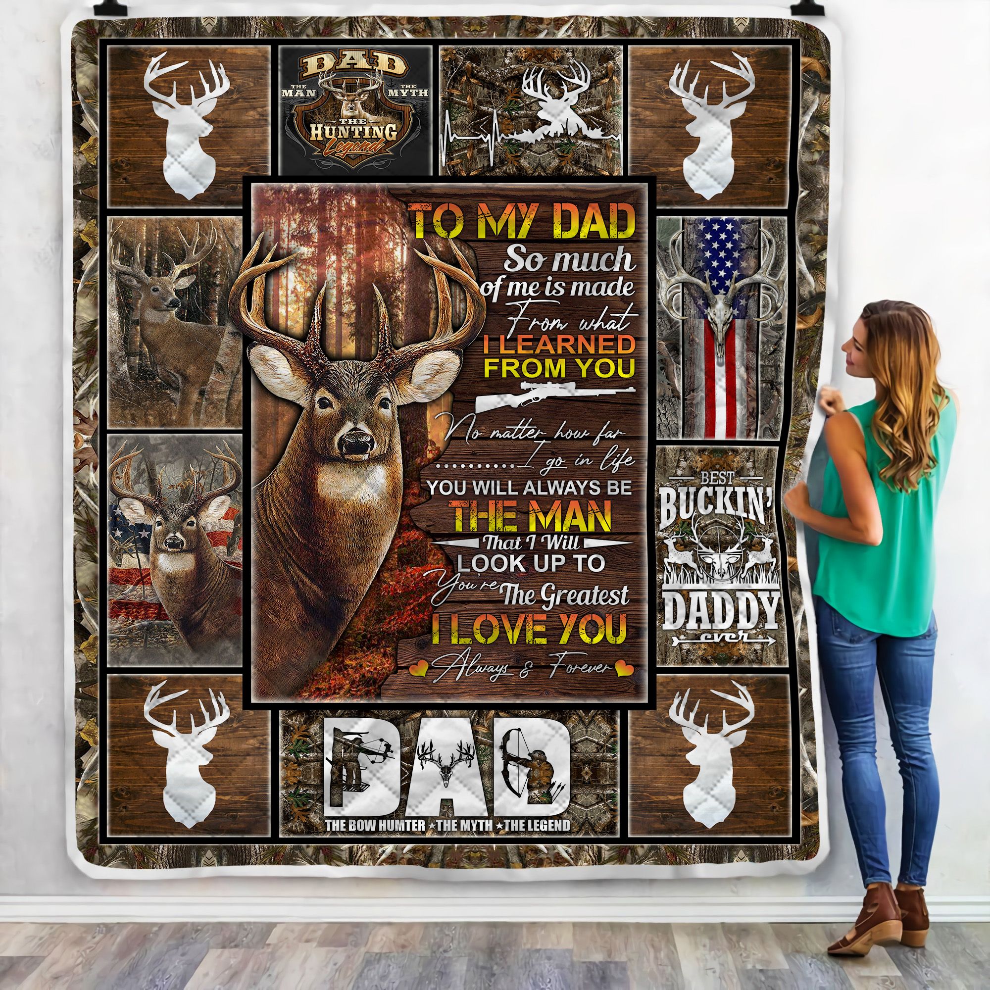 To My Dad The Hunting Legend Fleece Blanket