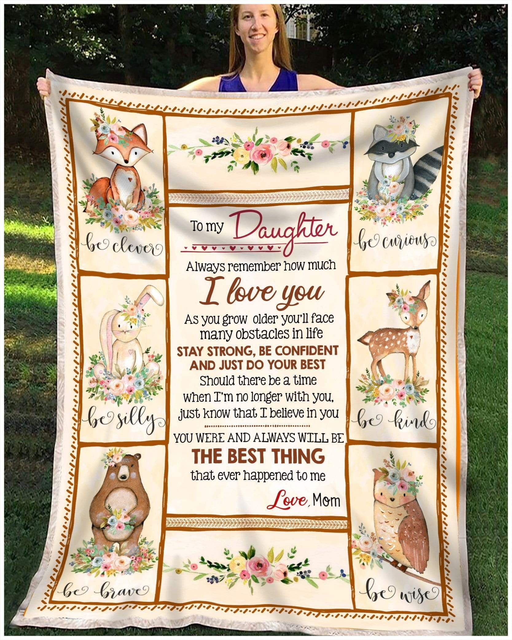 To My Daughter Animal Mom Sherpa Fleece Blanket