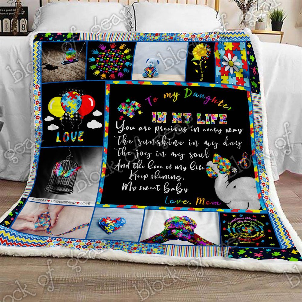 To My Daughter Autism Awareness Sherpa Fleece Blanket