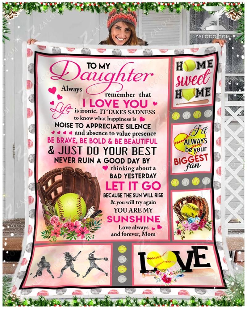 To My Daughter Baseball Sherpa Fleece Blanket