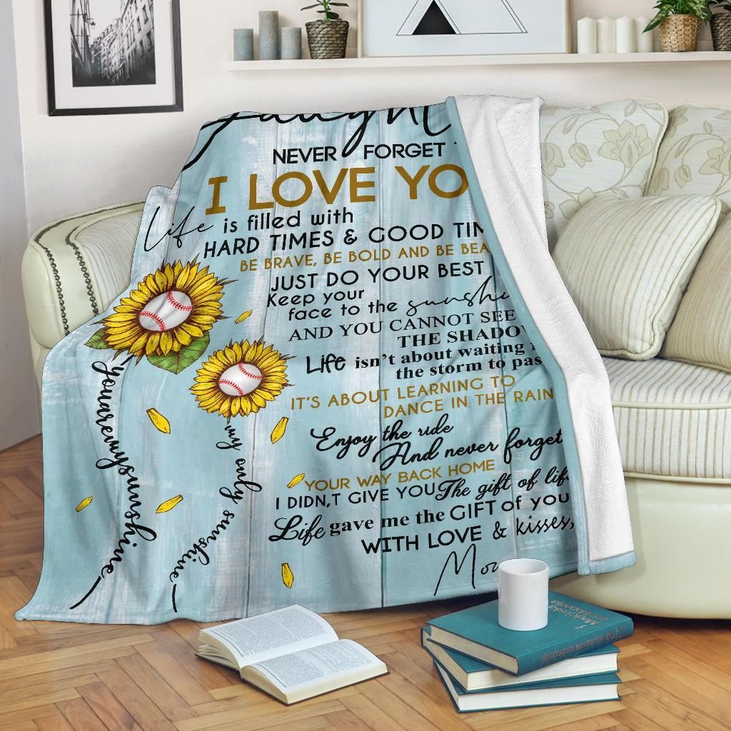 To My Daughter Baseball Sherpa Fleece Blanket